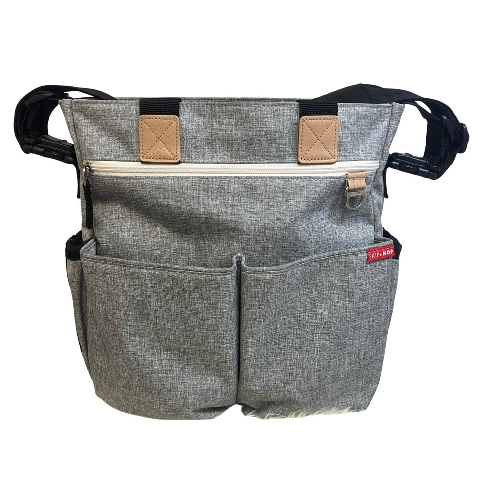 Skip Hop Duo Signature Diaper Bag Heather Gray Tote Stroller Bag Messenger